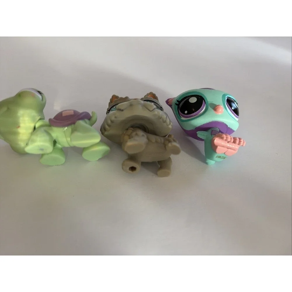 Littlest Pet Shop Set Of 3 - Turtle, Dog, Owl